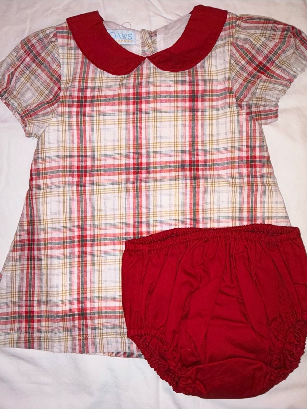 The Oaks Apparel Deanna Festive plaid Bloomers set sz 24 months NWT